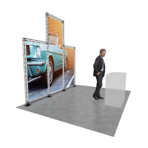 Stand promocional Truss Crosswire con forma de zig zag de 3x3