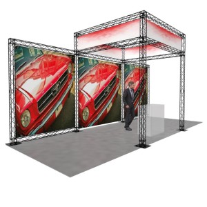 Stand grande con sistema Truss, columnas, cartela y paredes