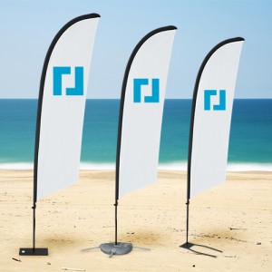 Bandera publicitaria tipo pluma, vela, hoja.